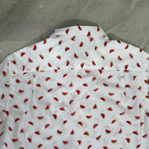 Men’s Van Heusen Never Tuck Watermelon Button Down Short Sleeve Shirt Large - Picture 13 of 16